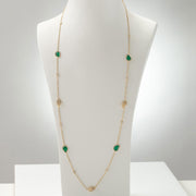 Kate & Mimi 18K yellow gold Emerald Cabochon Leaf and Diamond Pavé leaves diamond necklace with Forevermark Diamonds