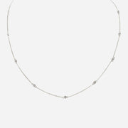 White Gold Diamond Necklace Single Bezel (30-32")