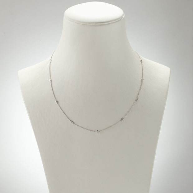 Kate & Mimi White Gold Single Bezel Diamond Necklace 16-18" long