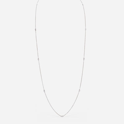 Kate & Mimi White Gold Diamond Necklace Single Bezel 30"-32" long