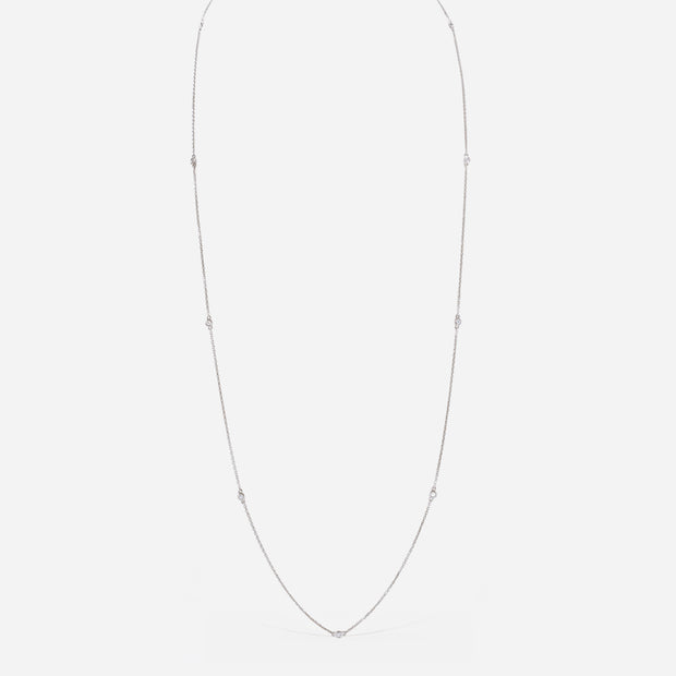 Kate & Mimi White Gold Diamond Necklace Single Bezel 30"-32" long