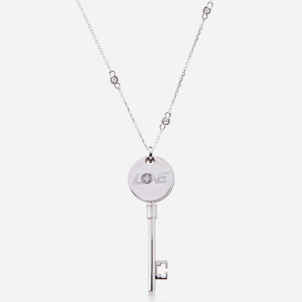 Reversible Mini Diamond & Sapphire Love Key Pendant