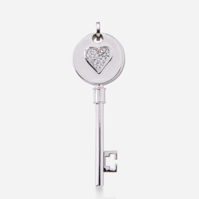 Kate and Mimi Double-sided Medium Forevermark Diamond Heart Key Pendant front view