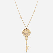 Kate and Mimi Double-sided Large Curved Love Key Pendant front view with chain