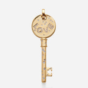 Kate and Mimi Double-sided Large Curved Love Key Pendant front view