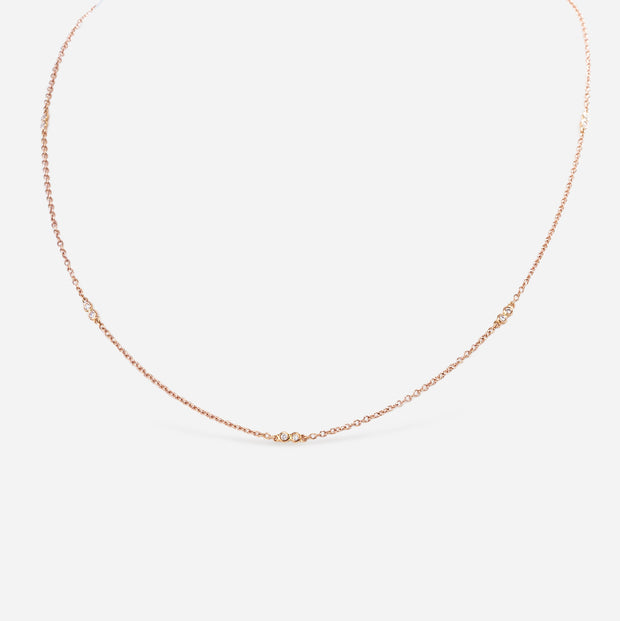 Kate and Mimi Rose Gold Double Bezel Diamond Necklace
