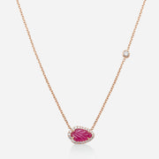 Carved Gemstone Leaf & Forevermark Diamond Necklace