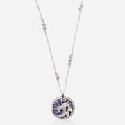 Kate and Mimi The 18K white gold diamond and sapphire double sided 'Waves of Hope' pendant with 1 Forevermark Diamond with chain