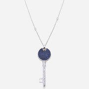 Reversible Large Forevermark Diamond & Pavé Sapphires Love Key Pendant