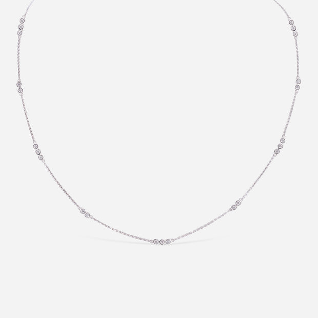 Kate and Mimi White Gold Diamond Necklace with Triple Bezels